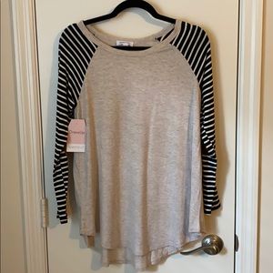 Simple striped shirt with brown elbow patches